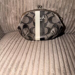 Coach Monogram Black and Gray Coin Pouch